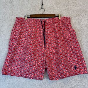 U.S. Polo Assn. Nautical Mini Anchor Geometric Hexagonal Swim Trunks – Men’s XXL